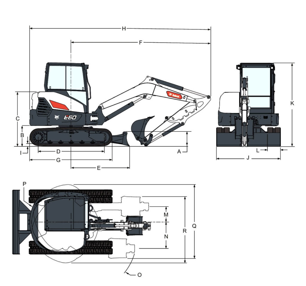 dimenzije mini bagra bobcat e60